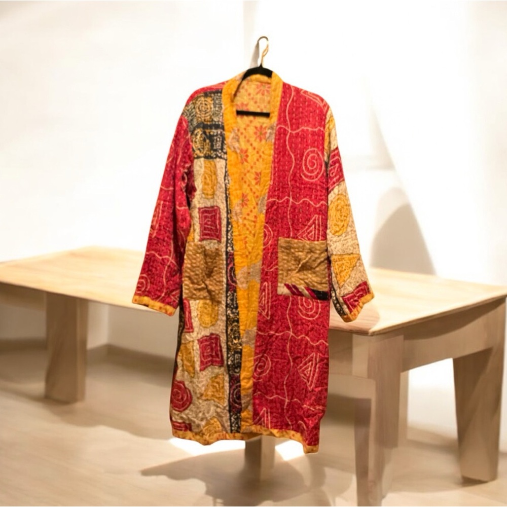 KANTHA Long Sleeve Cardigan w Pockets/Reversible ITEM 113